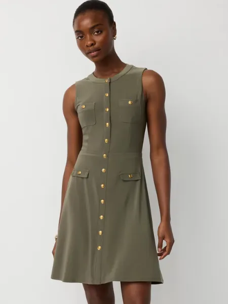 Petite Sleeveless Button Front Dress